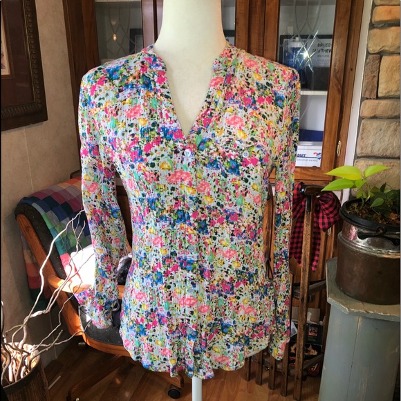 Kut from the Kloth Tops - KUT FROM THE KLOTH SIZE XSMALL 100% RAYON LONG SLEEVE MULTICOLRED PAINT SPLATTER